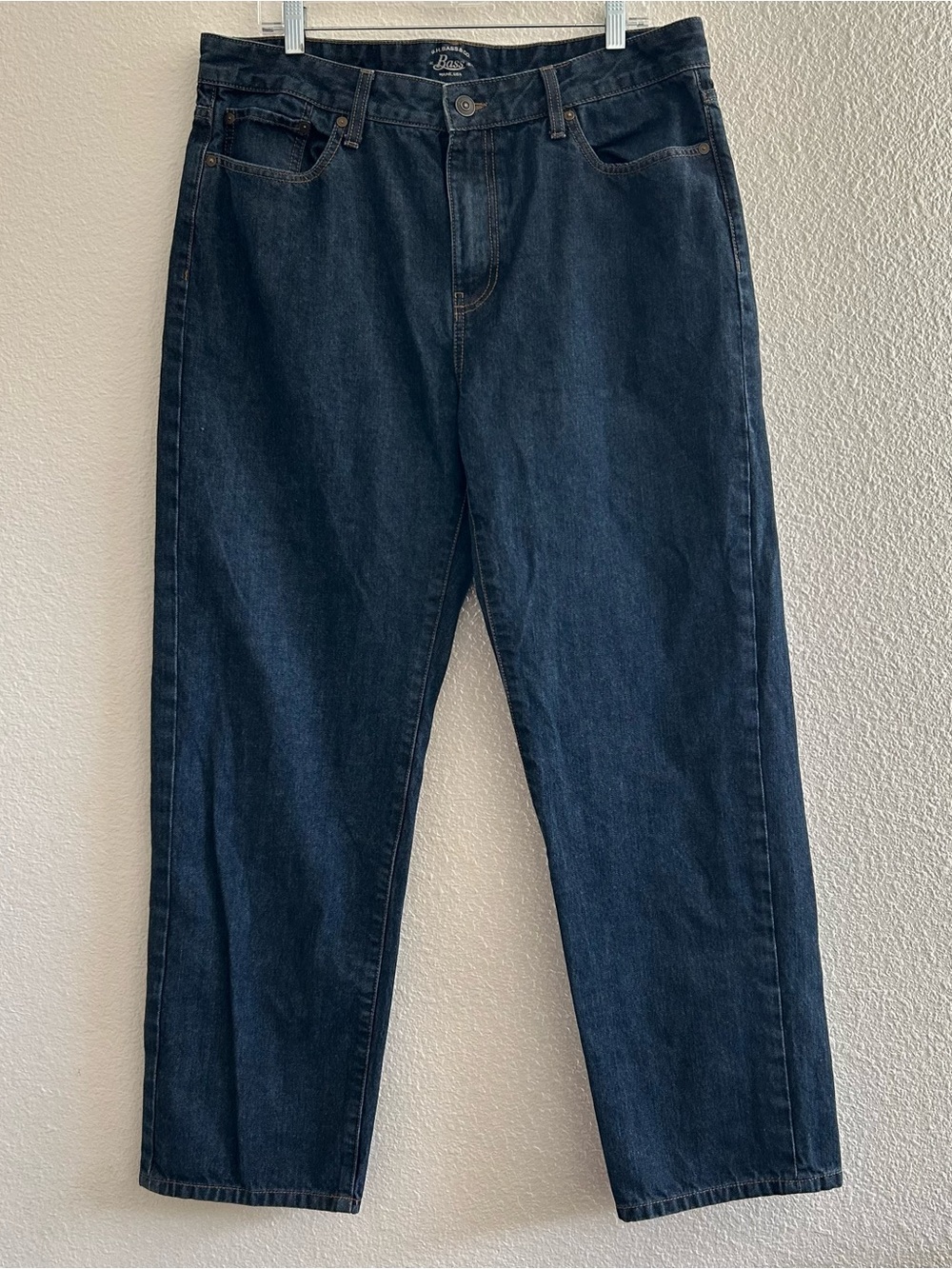 Bass Men’s Straight Jeans in Dark Blue Denim